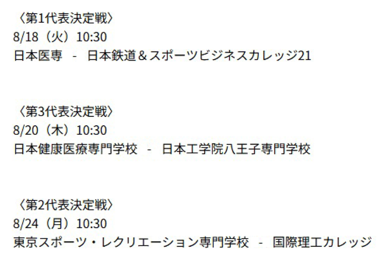 第36回全国専門学校サッカー選手権大会東京地区代表決定戦 組み合わせ