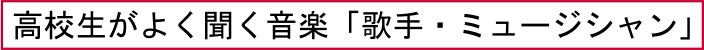 高校生がよく聞く音楽「歌手・ミュージシャン」