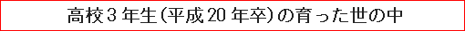 高校3年生（平成20年卒）の育った世の中