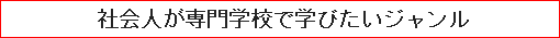 社会人が専門学校で学びたいジャンル