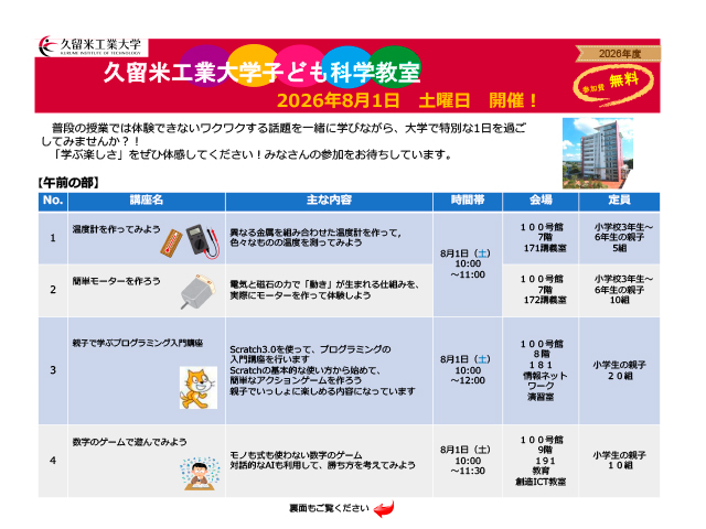久留米工業大学　子ども科学教室1